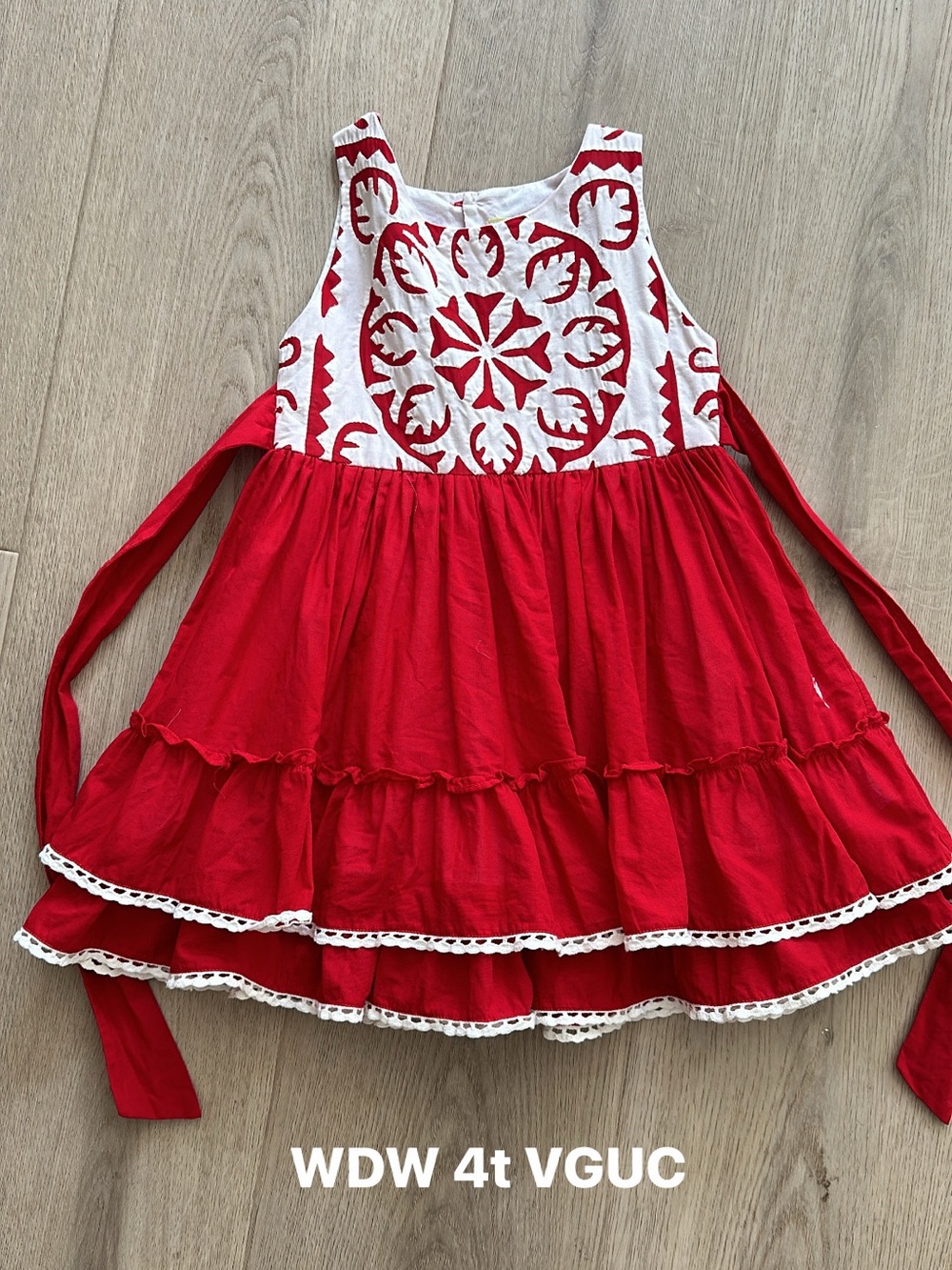 Well Dressed Wolf Red and White Tiered Cotton Dress